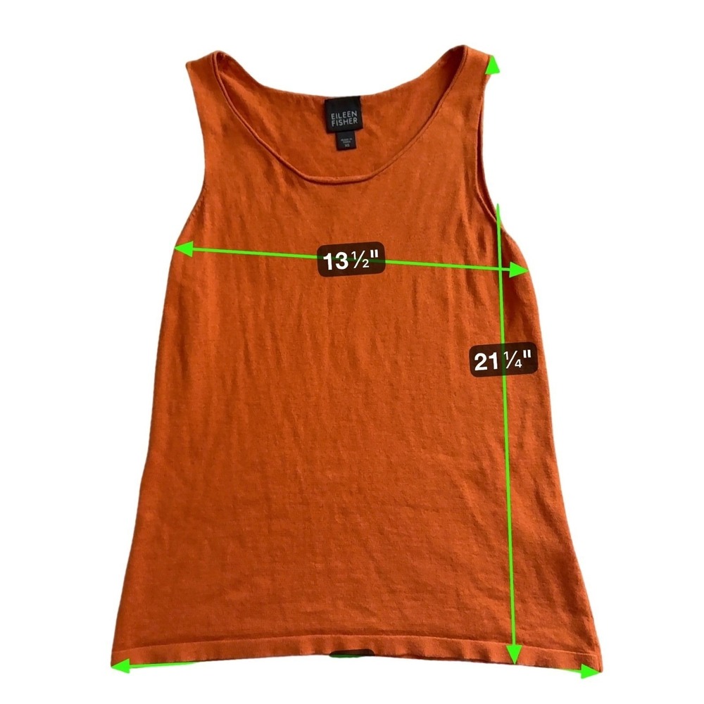 Eileen Fisher XS/S‎ Silk Cashmere Knit Cardigan Tank Top Set Orange Sweater Cozy - Picture 9 of 11